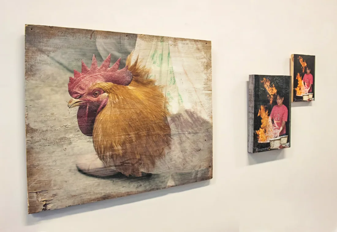 Ausstellung Shanghai Straßenküchen, Druck auf Holz, Direktdruck Hamburg (Foto 2)
